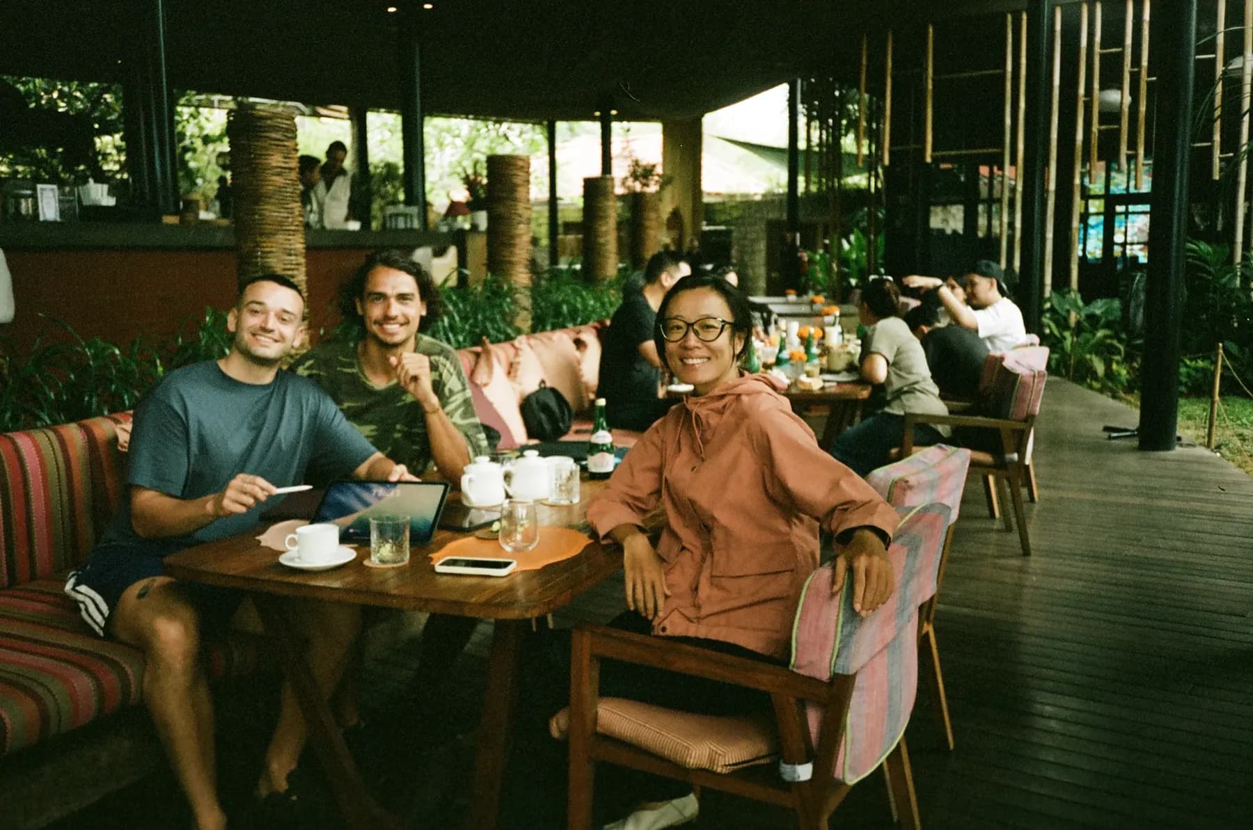 Friends gathering around tea